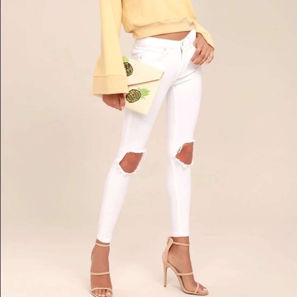 Free people busted knee jean in white